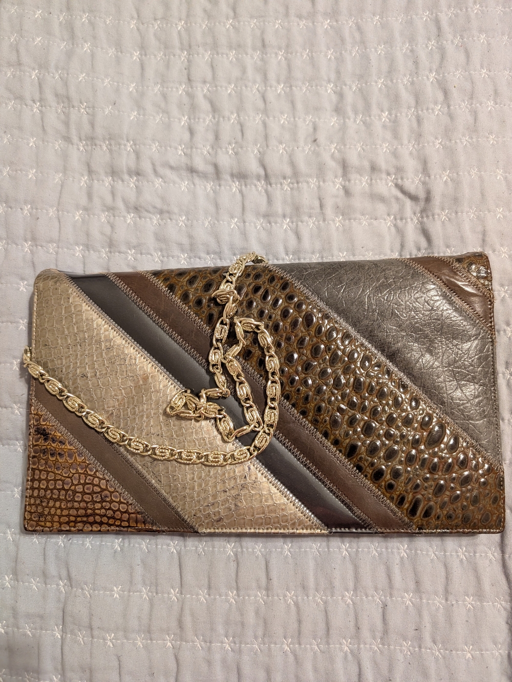 Vintage Bags by Varon Mixed Patchwork Exotic Skin Convertible Clutch Bag - Picture 2 of 6
